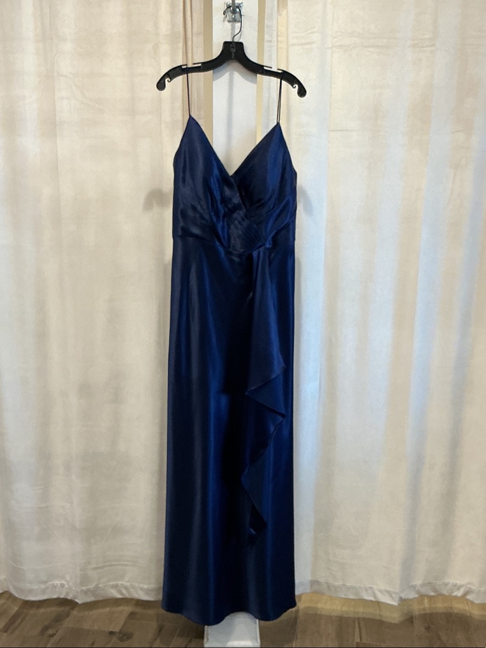 Christina Wu Navy Blue Spaghetti Strap Maxi Dress